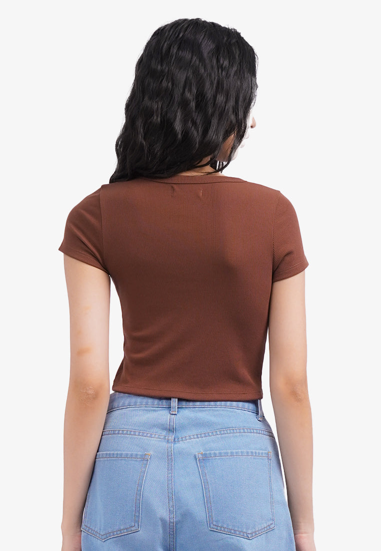 Short Sleeve Rib Crop T-Shirt