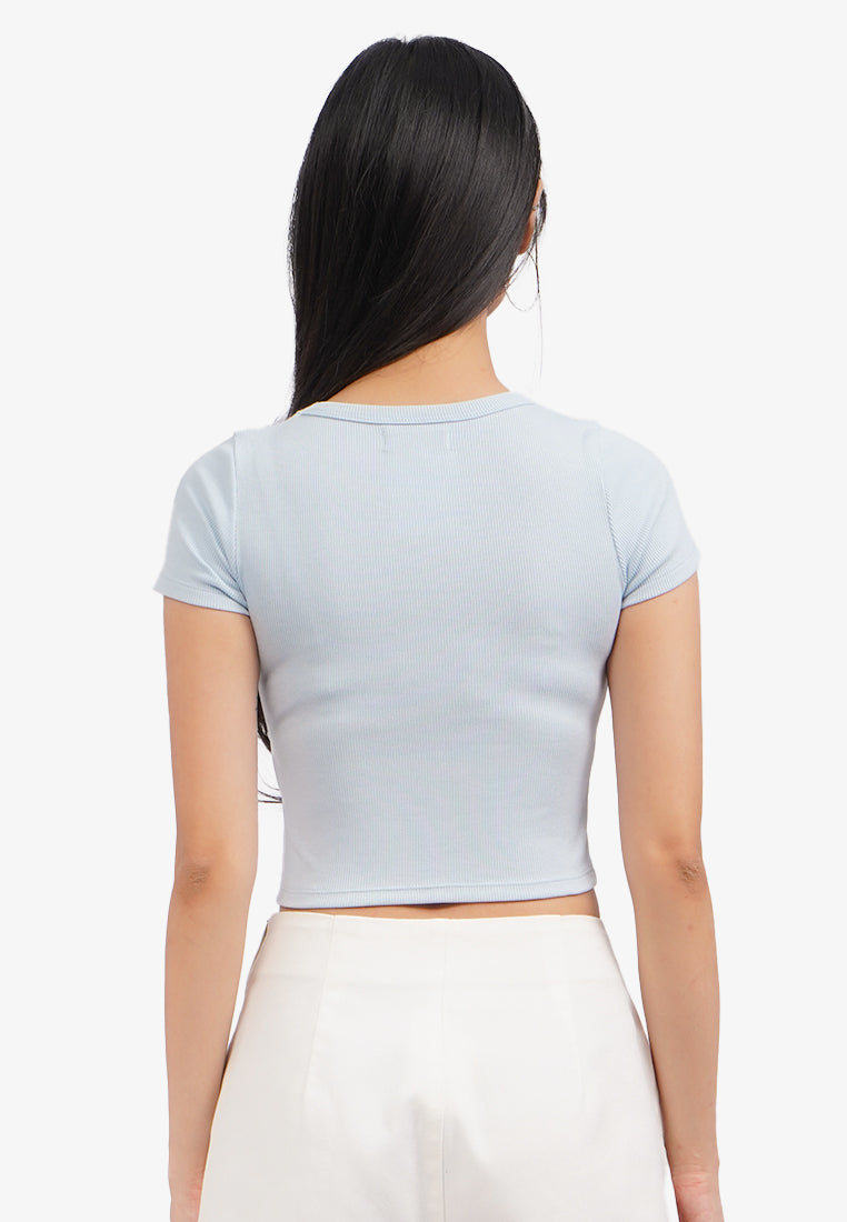 Short Sleeve Rib Crop T-Shirt