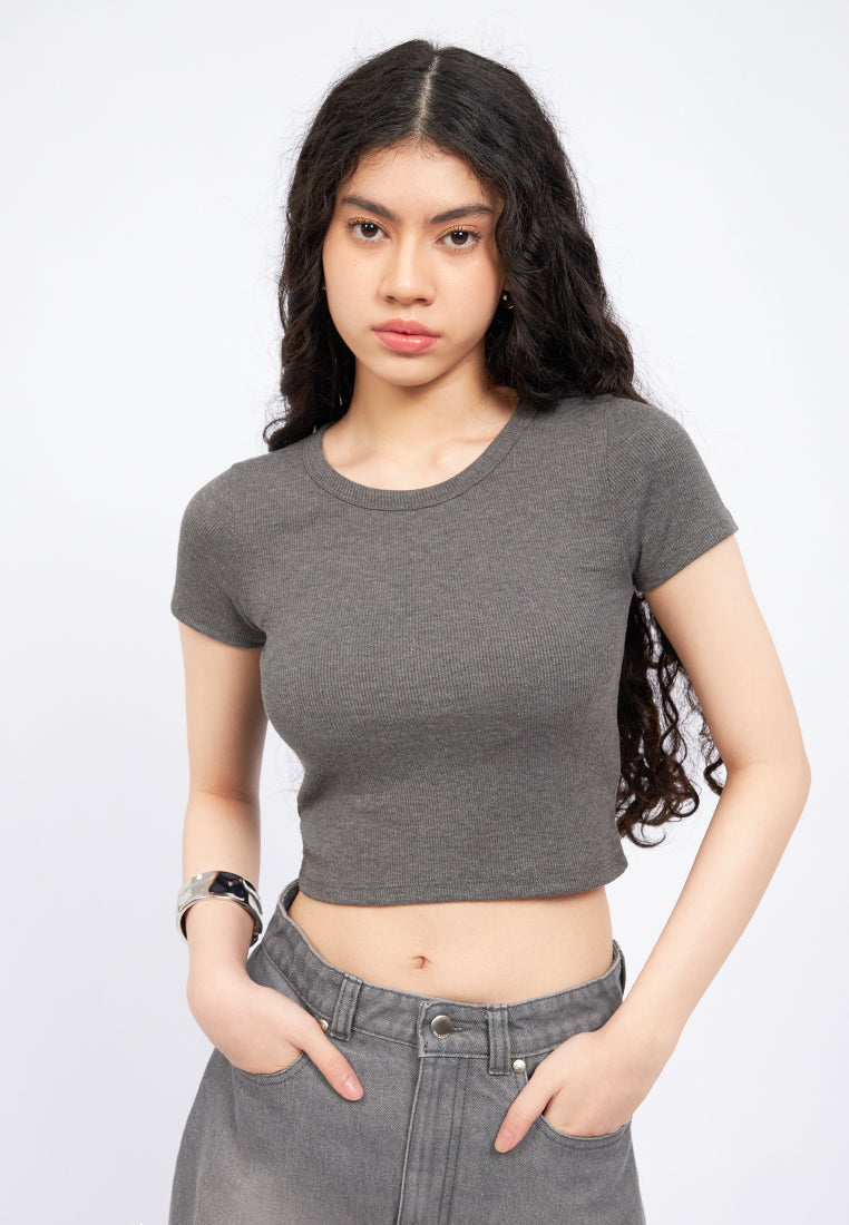 Short Sleeve Crop Rib T-Shirt