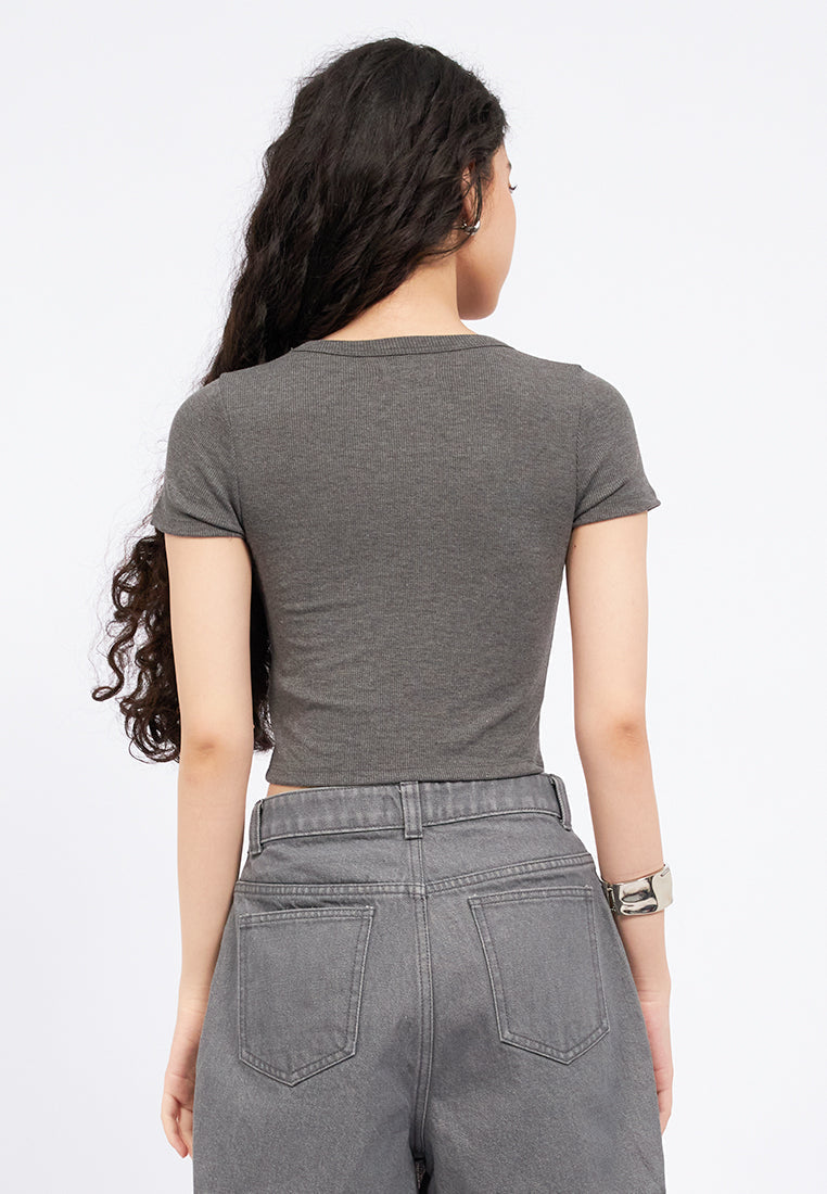 Short Sleeve Crop Rib T-Shirt