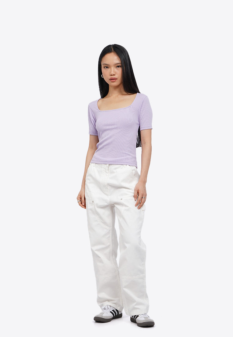 Square Neck Rib T-Shirt