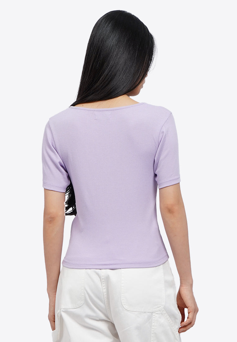 Square Neck Rib T-Shirt