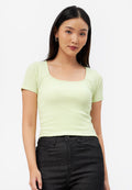 Square Neck Short Sleeve Rib Top