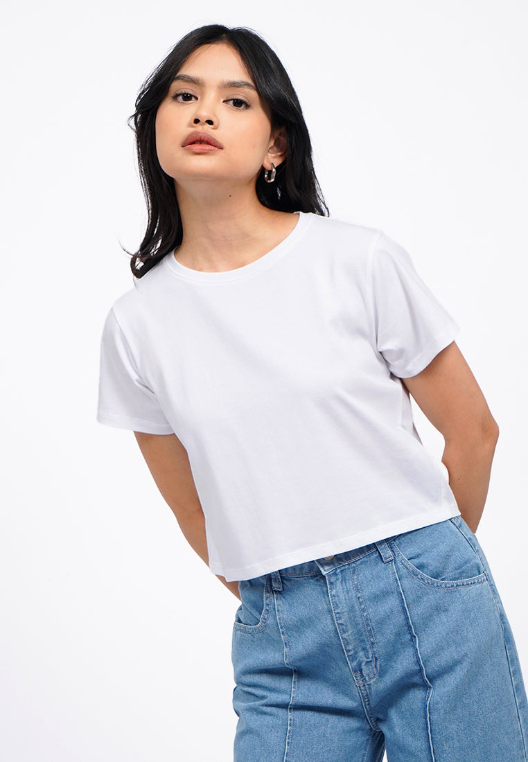 Short Sleeve Basic Crop T-Shirt
