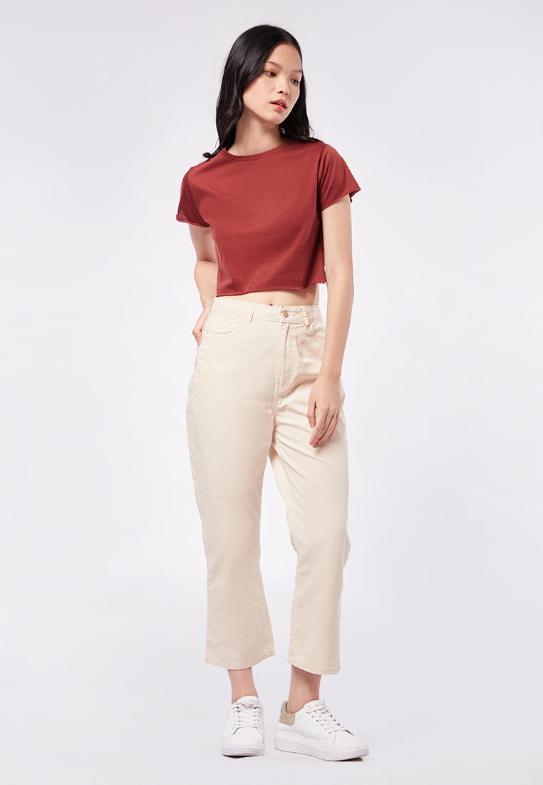 Crop T-shirt with Raw Edge