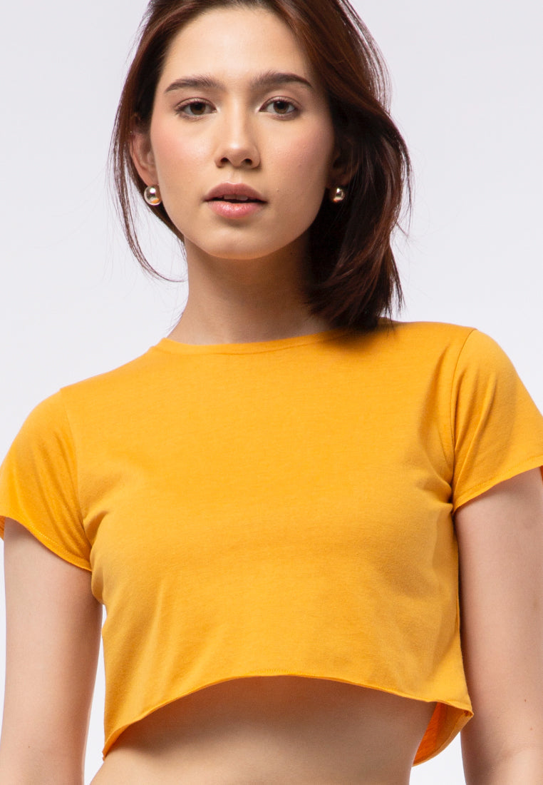 Crop T-shirt with Raw Edge