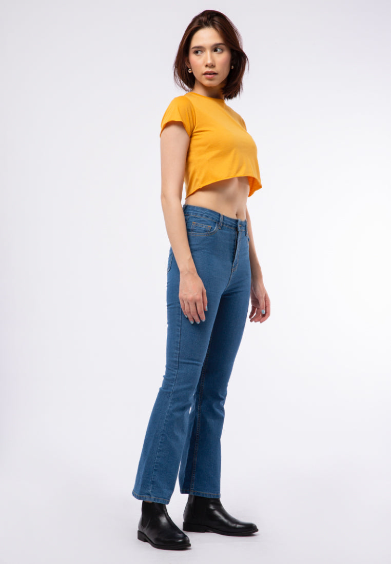 Crop T-shirt with Raw Edge