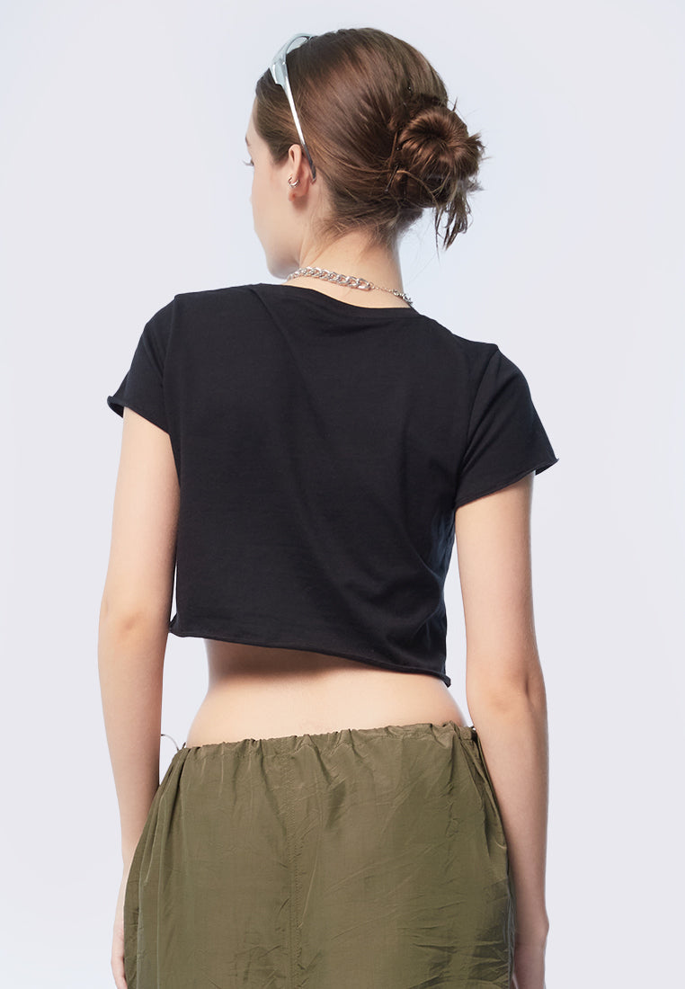 Basic Short Sleeve Crop T-shirt Black
