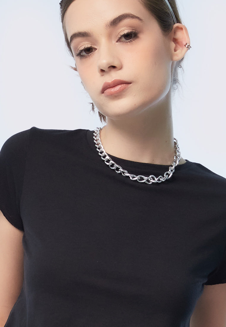 Basic Short Sleeve Crop T-shirt Black