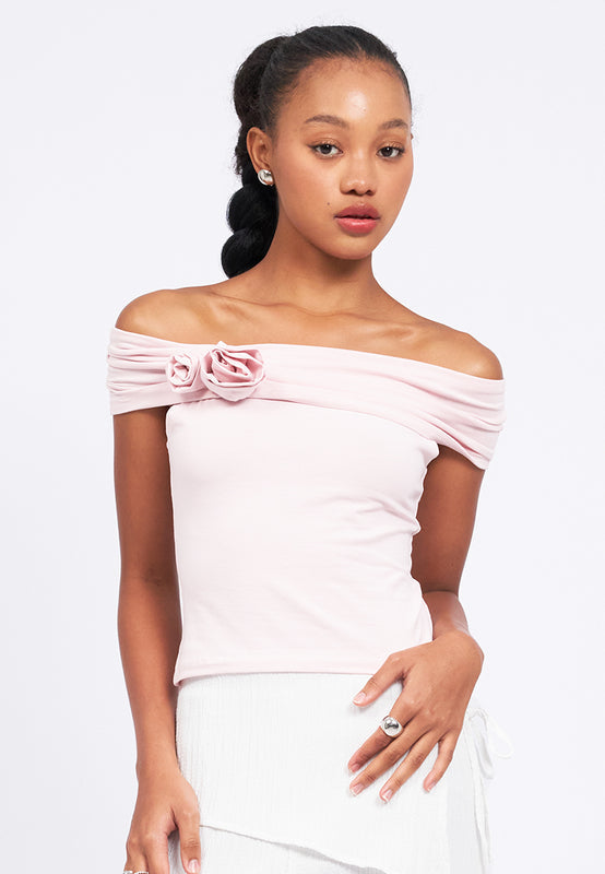 Off Shoulder Applique Tube Top