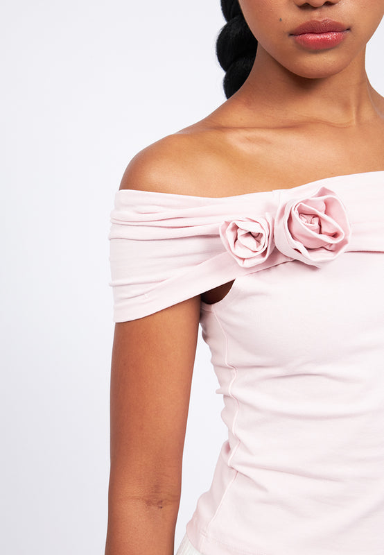 Off Shoulder Applique Tube Top