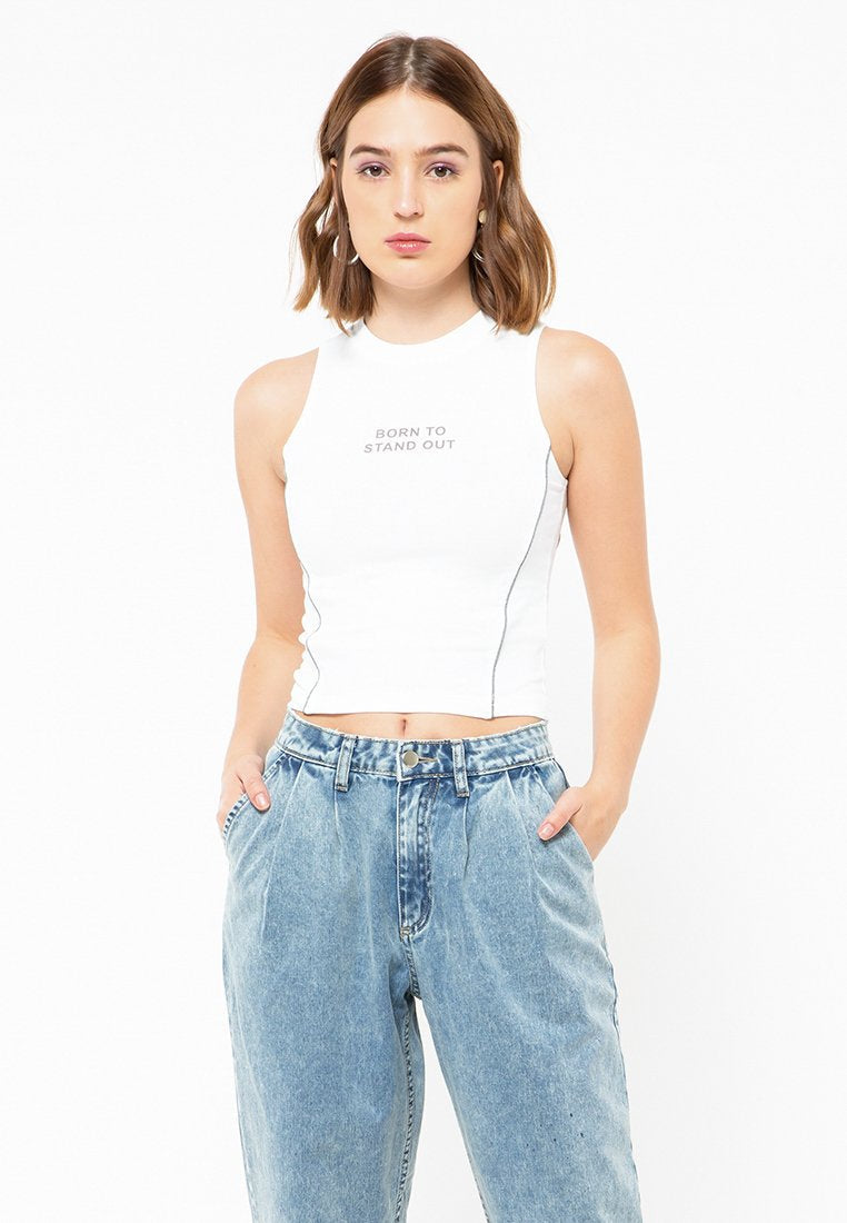 Reflective Pipping Sleeveless Blouse