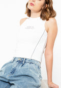 Reflective Pipping Sleeveless Blouse
