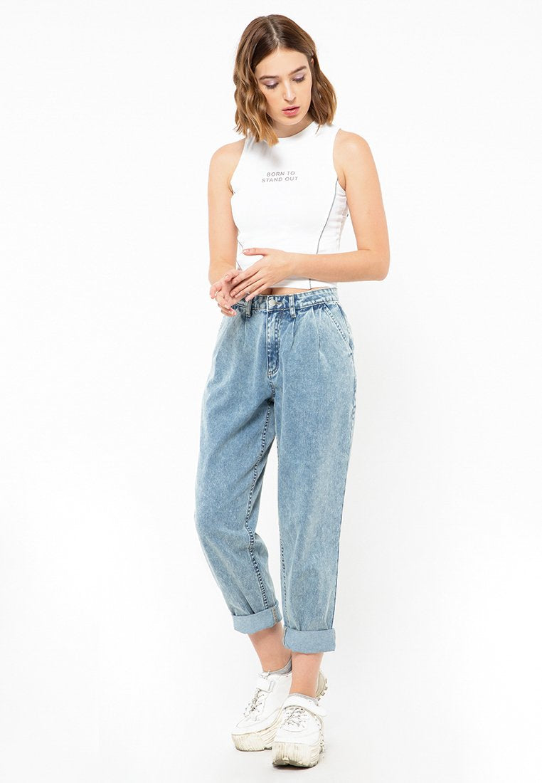 Reflective Pipping Sleeveless Blouse