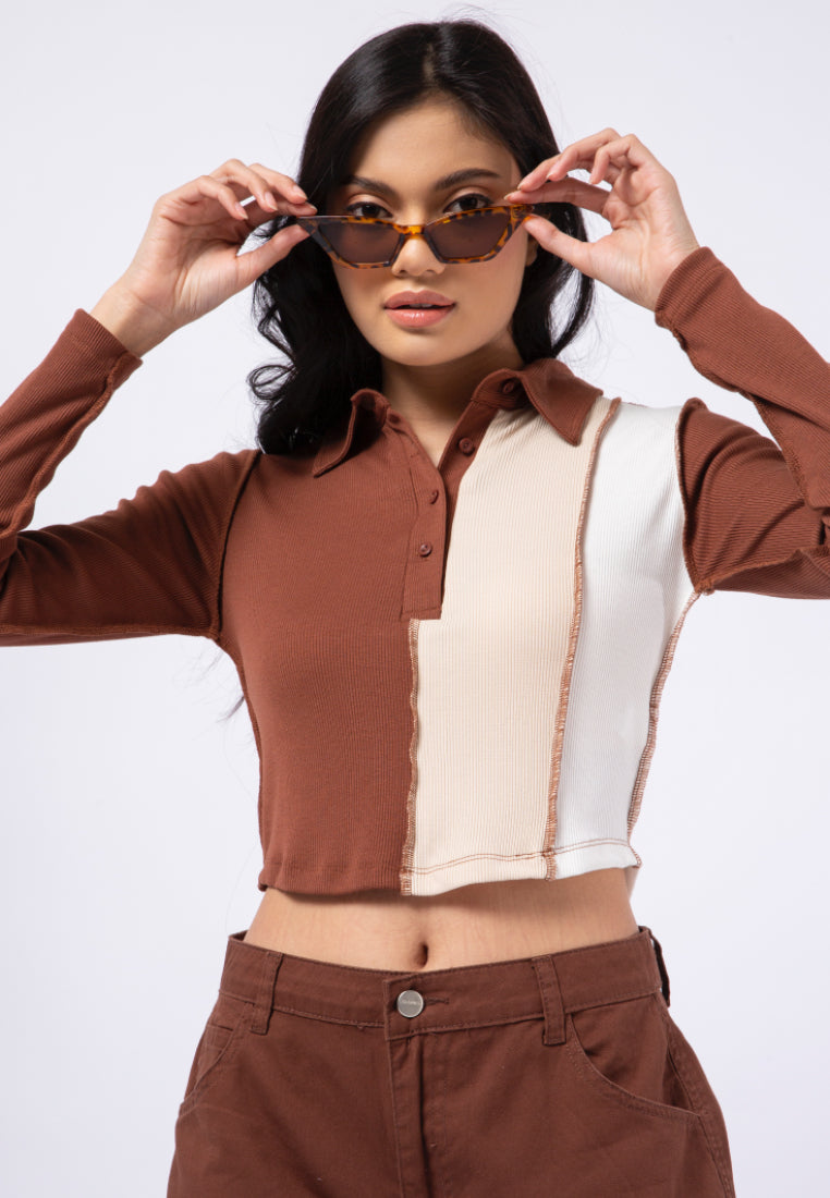 Colorblock Knit Crop Top