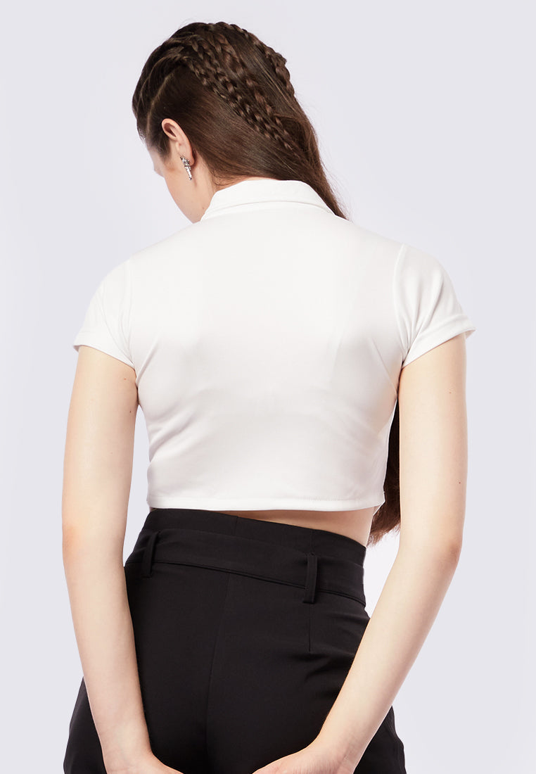 Irregular Hem Short Sleeve Crop Top