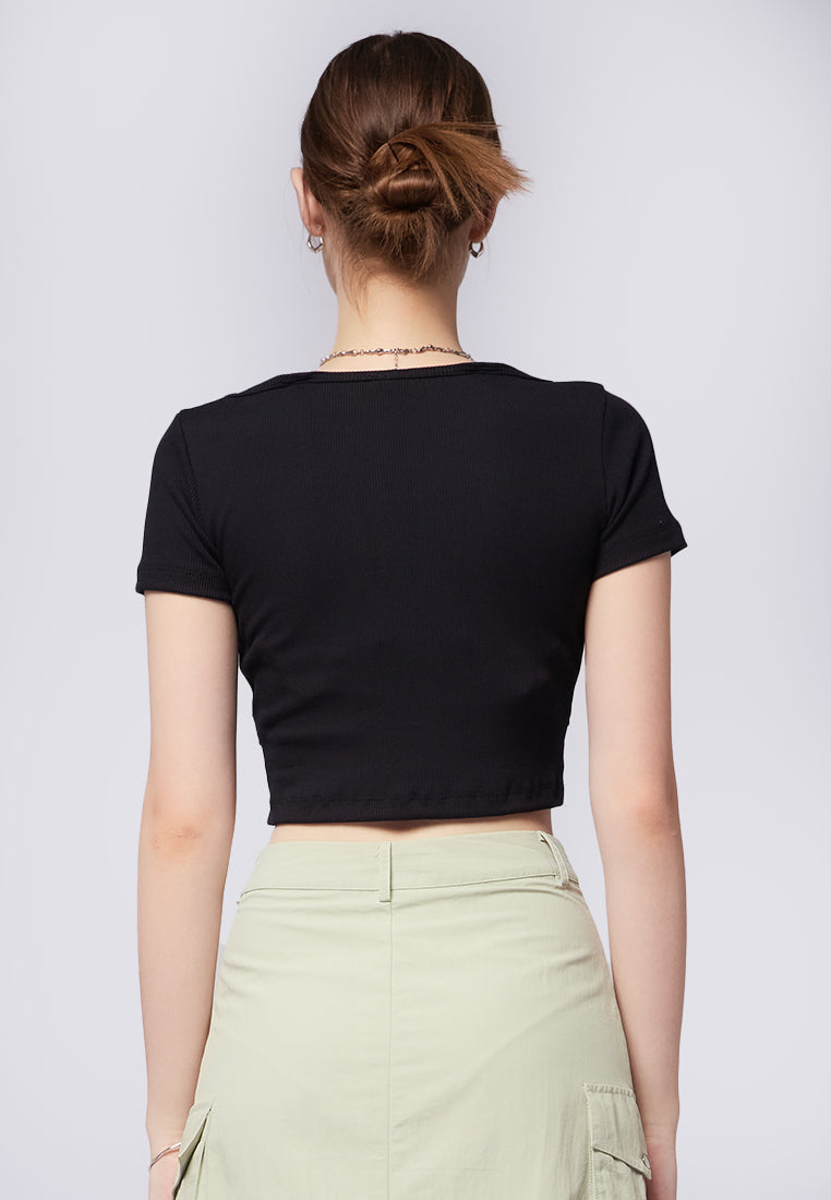 Cut Out Short Sleeve Crop Top