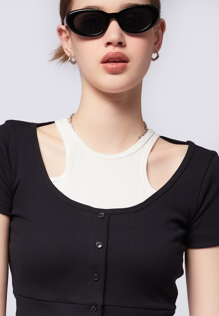 Cut Out Short Sleeve Crop Top