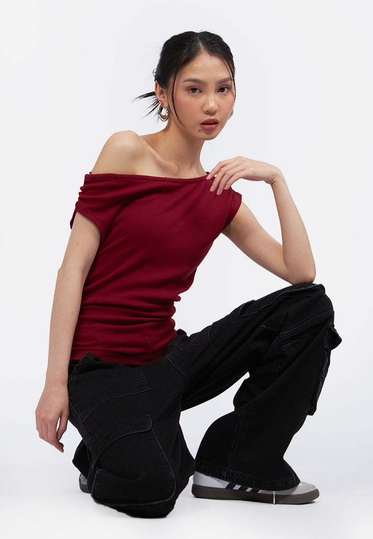 Asymmetrical Sleeveless Ruched Top