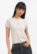 Short Sleeve Cut Out Crop T-Shirt L.Grey