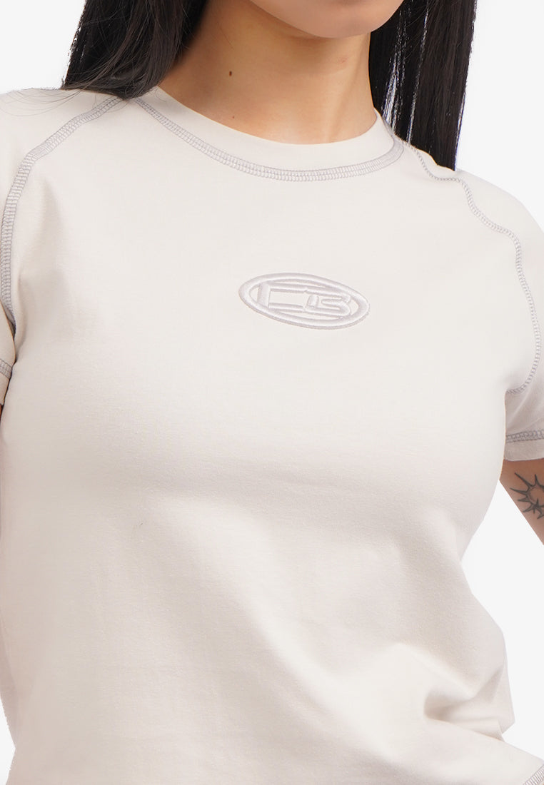 Short Sleeve Cut Out Crop T-Shirt L.Grey