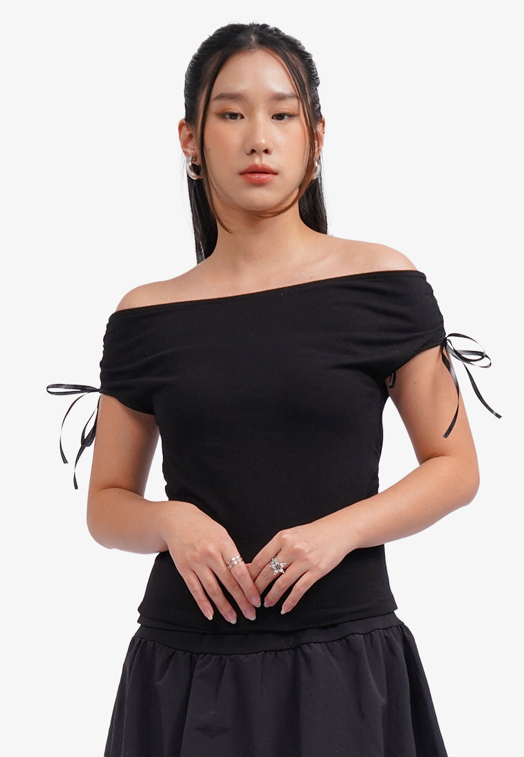 Off Shoulder Ribbon Top