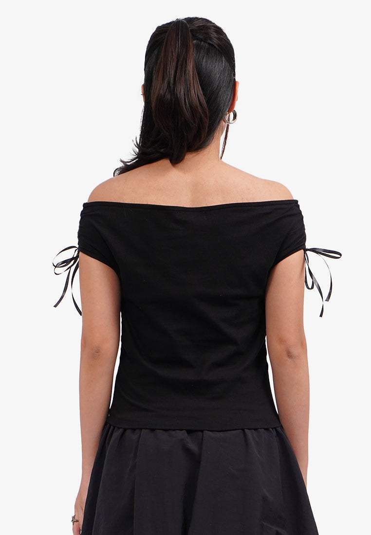 Off Shoulder Ribbon Top