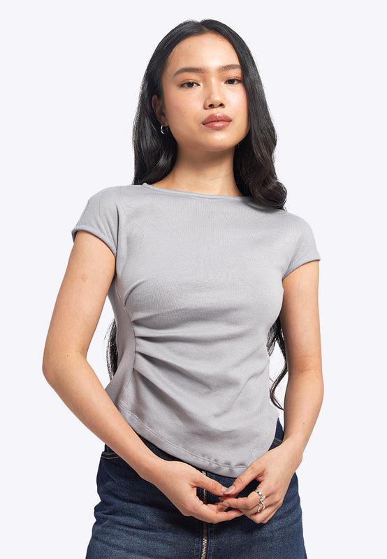 Short Sleeve Draped Knit Top