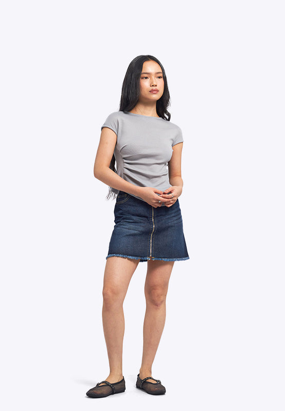 Short Sleeve Draped Knit Top