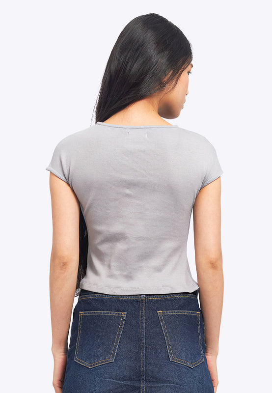 Short Sleeve Draped Knit Top