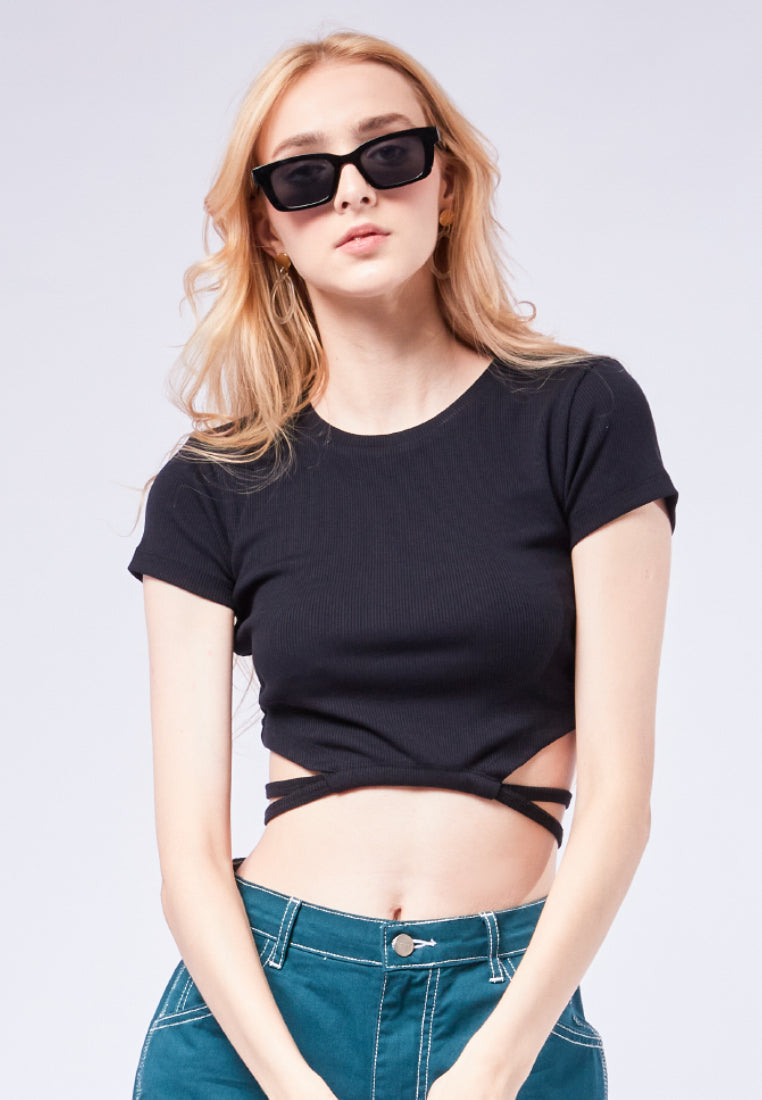 Short Sleeve Fitted Cut Out Top