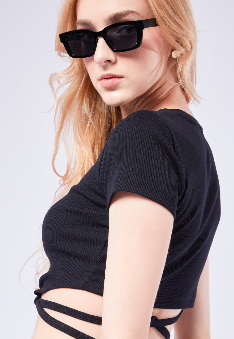 Short Sleeve Fitted Cut Out Top