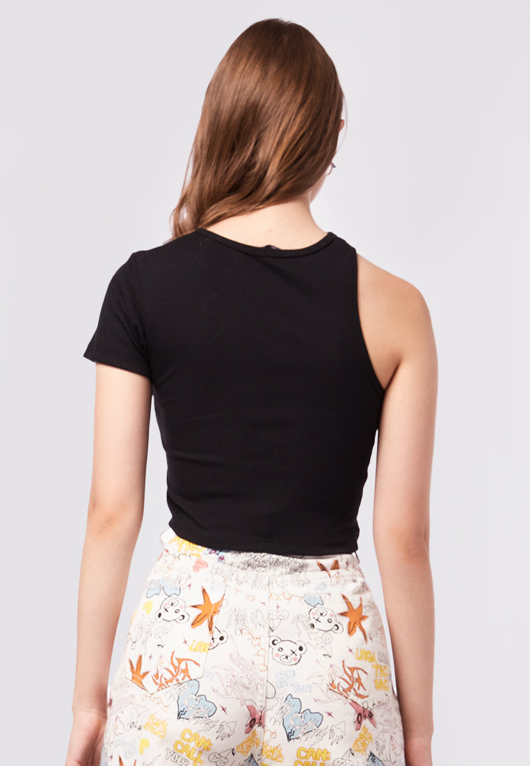 Cut Out Round Neck Crop Top