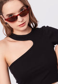 Cut Out Round Neck Crop Top