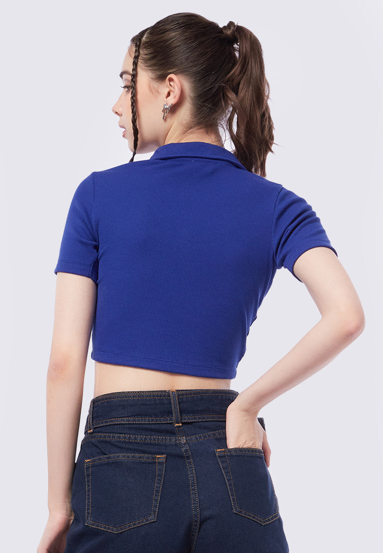Ruched Polo Crop Top