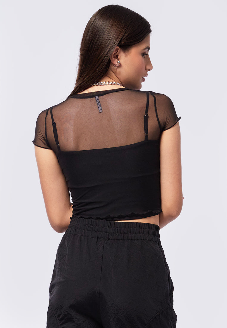 Short Sleeve Mesh Crop Top