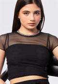 Short Sleeve Mesh Crop Top
