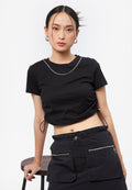 Short Sleeve Top with Chain Black