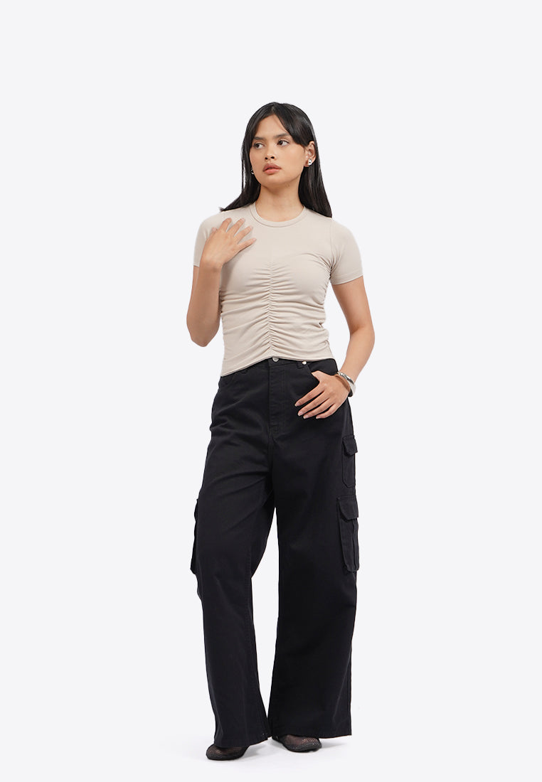Short Sleeve Corset Details Top