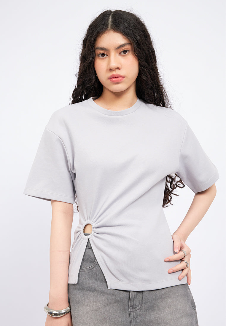 Half Circle T-Shirt with Side Buckle