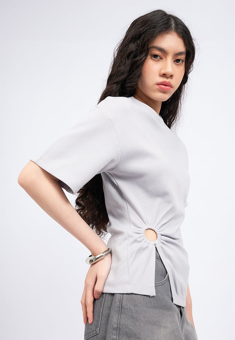 Half Circle T-Shirt with Side Buckle