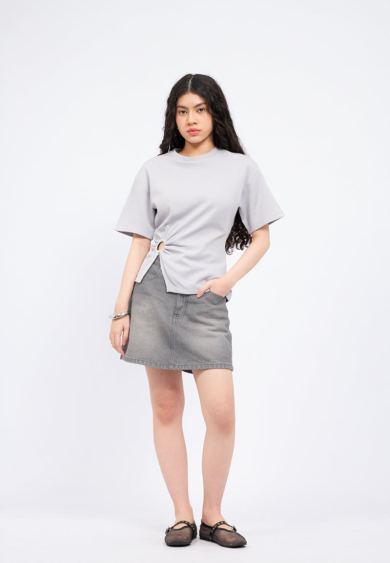 Half Circle T-Shirt with Side Buckle