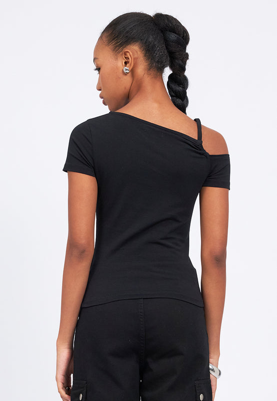 Short Sleeve Cut Out Graphic Top