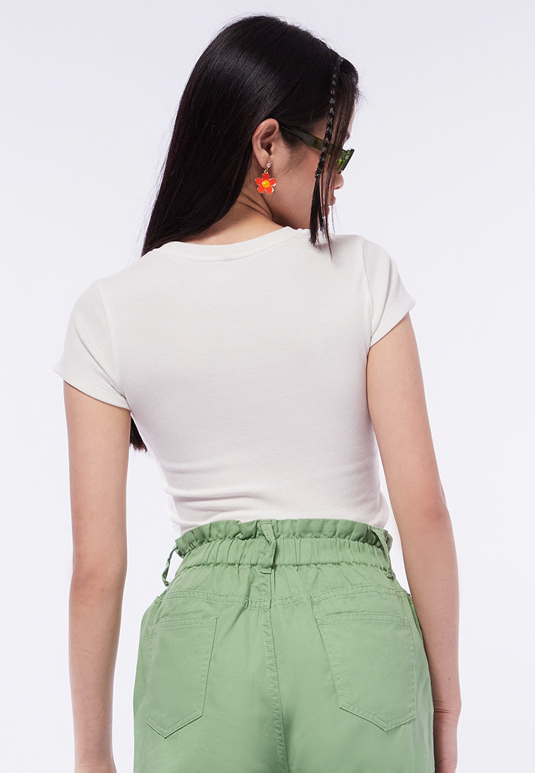 Graphic Tee with Drawstring Side