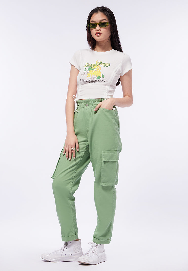 Graphic Tee with Drawstring Side