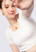 Solid Button Up Short Sleeve Top