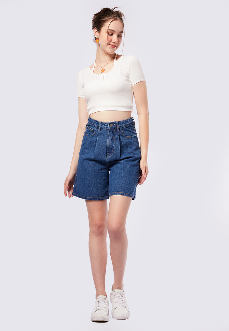 Solid Button Up Short Sleeve Top