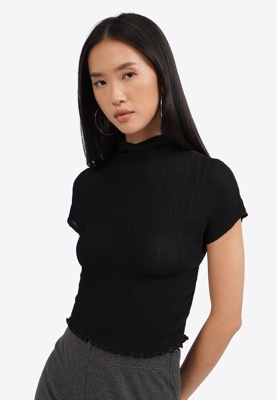 Pleated Short Sleeve Top