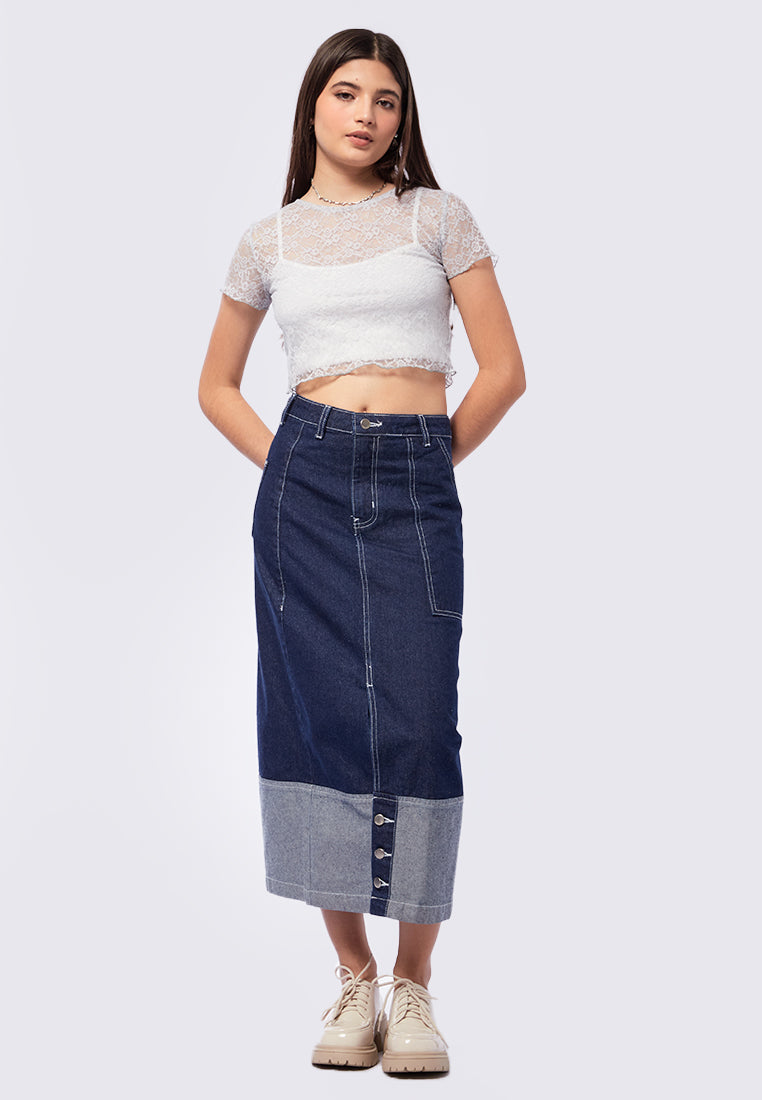 Cropped Lace Short Sleeve Top