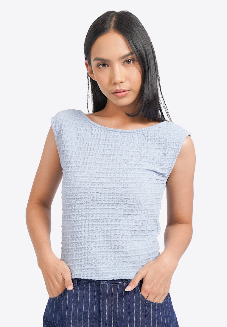 Open Back Textured Knit Top